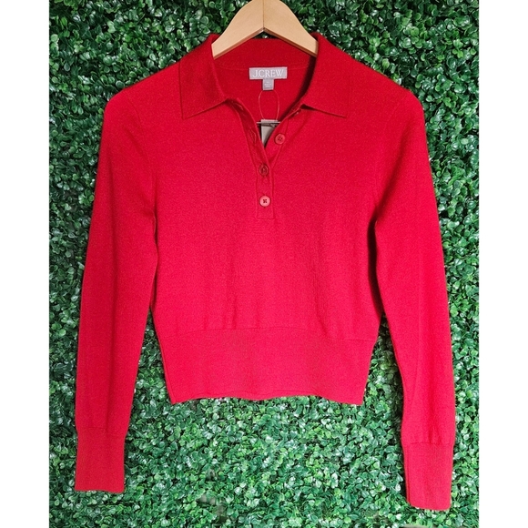 J.Crew Featherweight Cashmere-Blend Long-Sleeve Polo Shirt - Picture 4 of 8